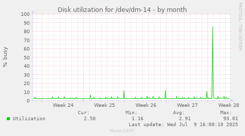 Disk utilization for /dev/dm-14